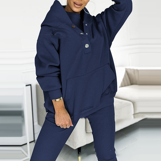 Kobieta | Zestaw Loungewear | Bluza z Kapturem i Legginsy | Miękki i Wygodny Materiał | Casualowy Styl Domowy
