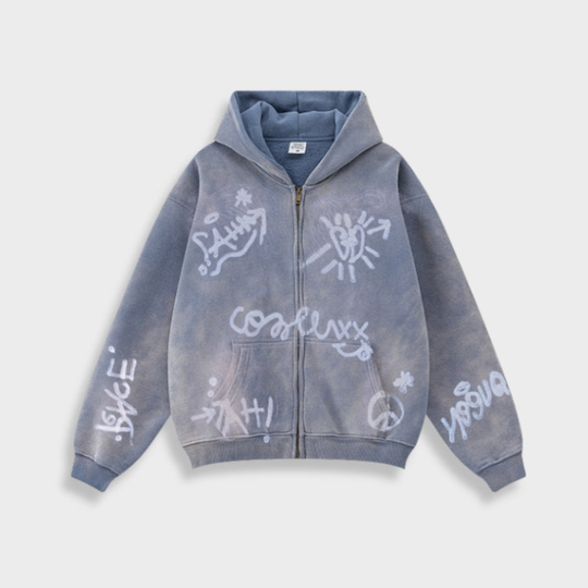 Bluza męska z kapturem | nadruk graffiti, oversize