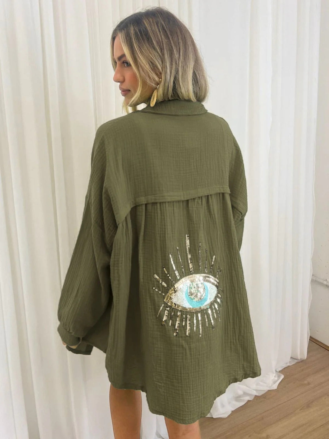 Oversize Lekki Kimono z Haftem na Plecach dla Kobiet | Idealny na Lato