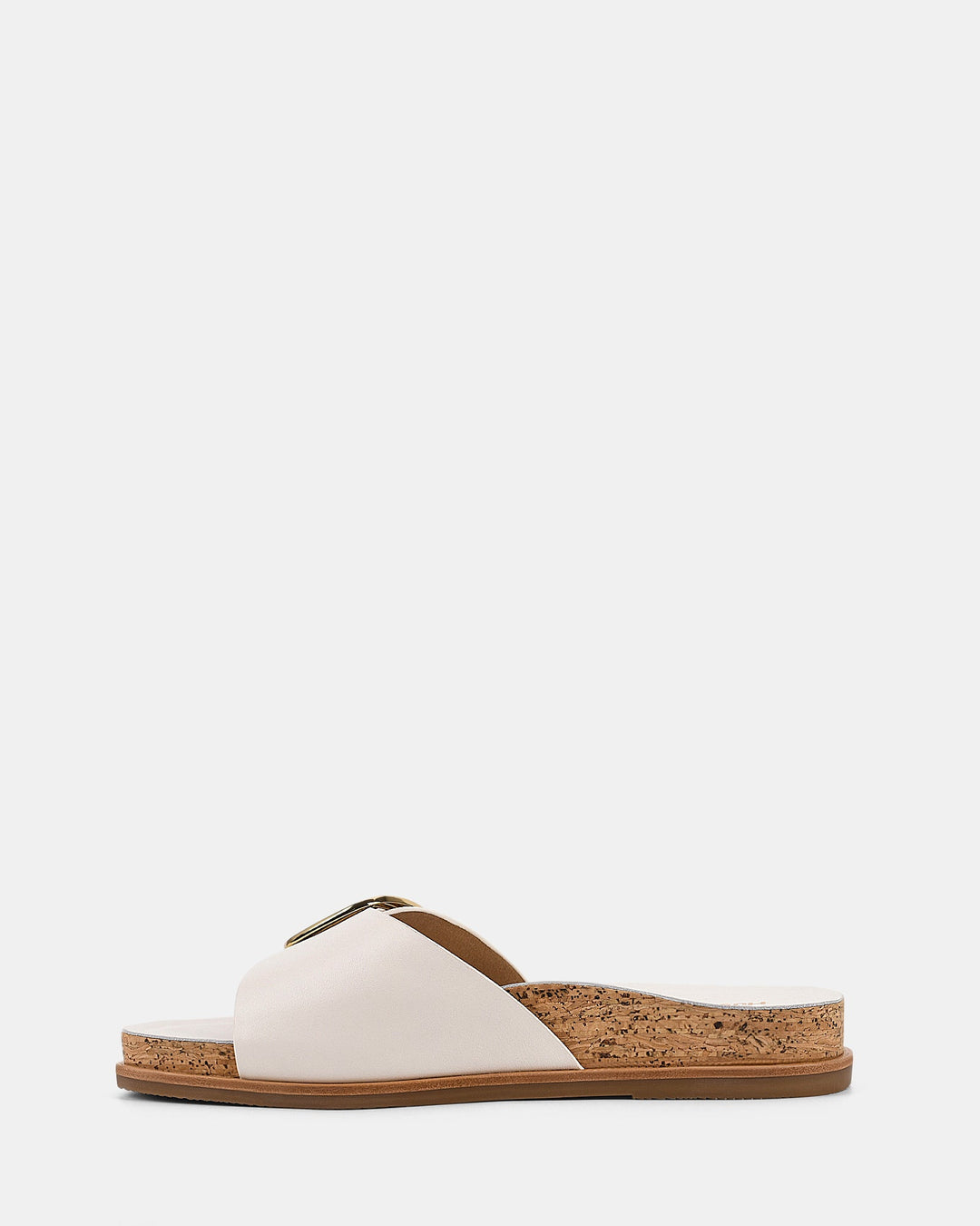 Damskie | Klapki Casual | Korkowa Podeszwa | Złota Klamra | Komfortowa Wkładka