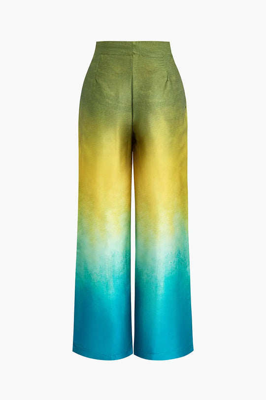 Akacja - Eleganckie Ombre Szerokie Spodnie Damskie