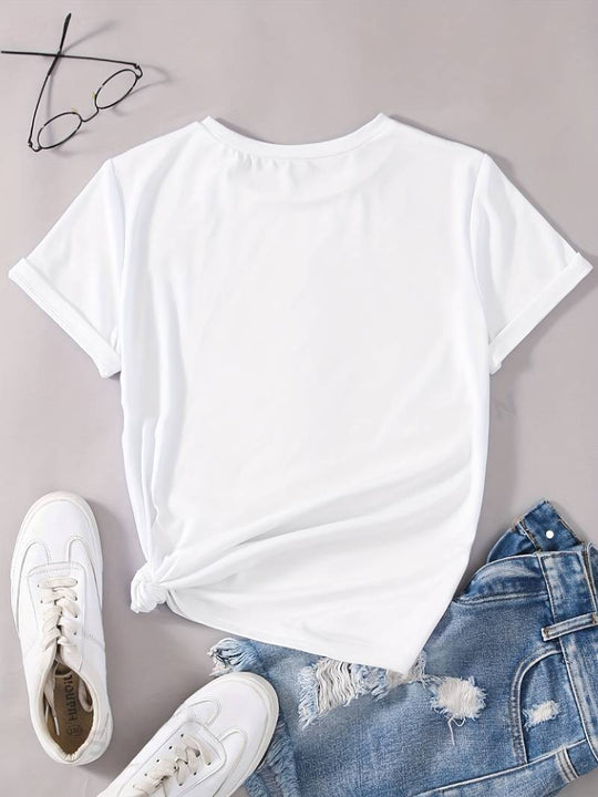 T-shirt o Luźnym Kroju z Wzorem Kolorowych Serc dla Kobiet | Idealny na Co Dzień