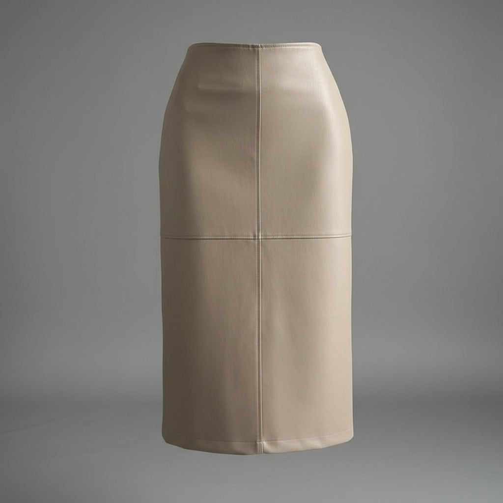 Damska Spódnica Midi o Prostym Kroju | Elegancka Spódnica z Tylnym Rozcięciem | Wygodna na Co Dzień | Casual i Smart Casual