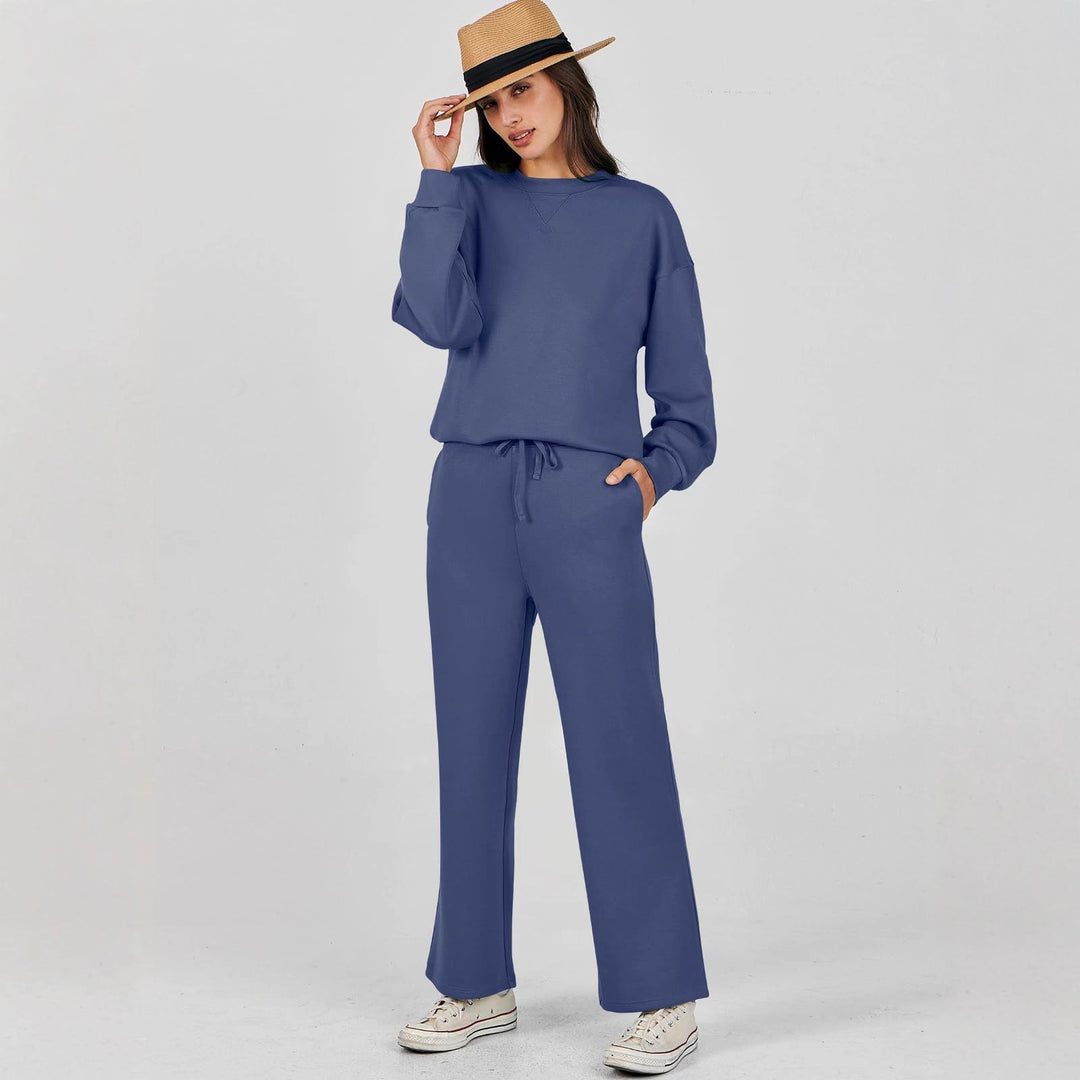 Damski | Komplet Loungewear | Szerokie Nogawki | Luźny Krój | Dwuczęściowy | Komfortowy
