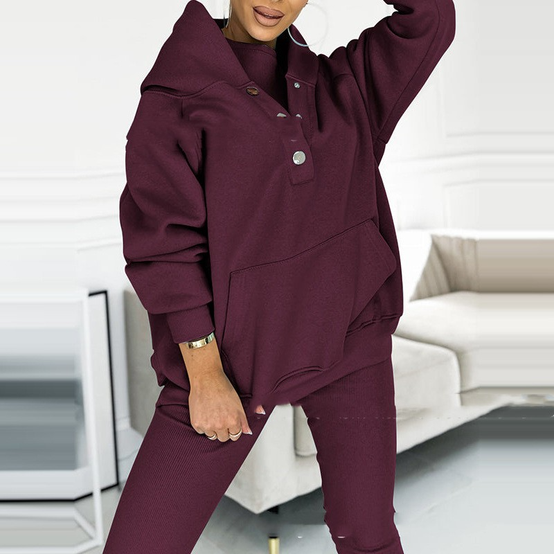 Kobieta | Zestaw Loungewear | Bluza z Kapturem i Legginsy | Miękki i Wygodny Materiał | Casualowy Styl Domowy
