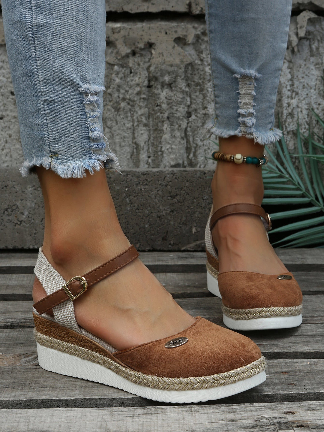 Nomiva | Damskie ortopedyczne sandały boho z wkładkami ortopedycznymi - Wygodne espadryle na koturnie