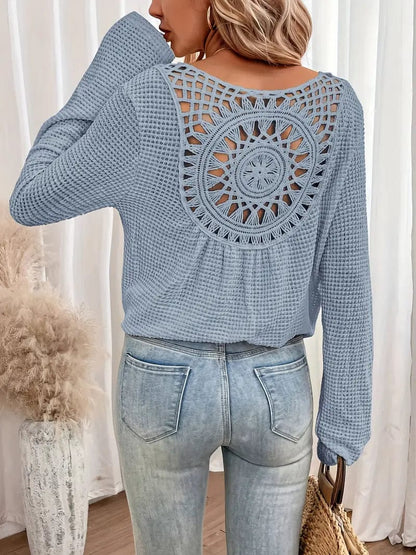 Sweter damski | dekolt V, strukturalny splot