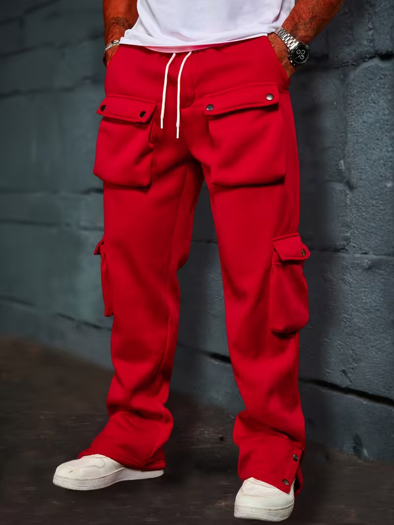 Męskie Spodnie Jogger Cargo z Wieloma Kieszeniami | Elastyczny Pas ze Sznurkiem | Zwężany Krój ze Ściągaczami | Casual Streetwear