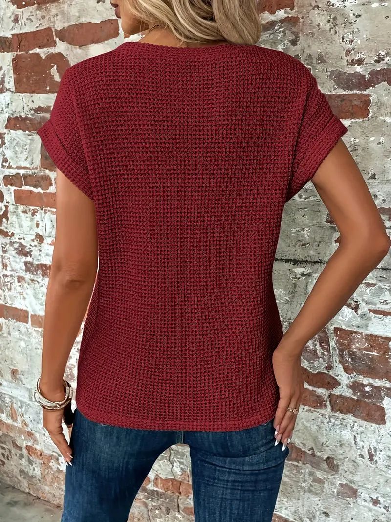 T-Shirt z Krótkim Rękawem z Teksturowanym Wzorem dla Kobiet | Idealny na Gorące Dni