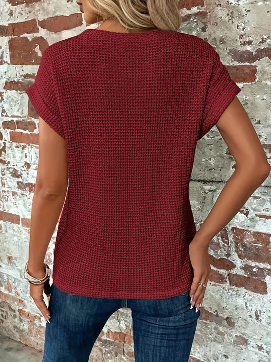 T-Shirt z Krótkim Rękawem z Teksturowanym Wzorem dla Kobiet | Idealny na Gorące Dni