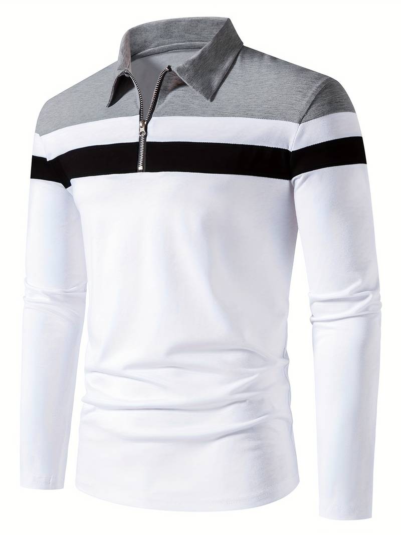 Męskie Polo z Długim Rękawem i Zamkiem | Klasyczny Kołnierzyk Polo | Regular Fit | Casual i Smart Casual