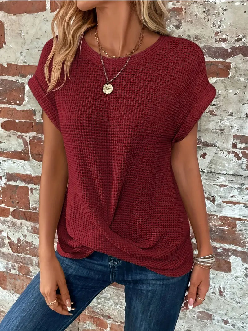 T-Shirt z Krótkim Rękawem z Teksturowanym Wzorem dla Kobiet | Idealny na Gorące Dni