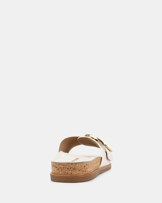 Damskie | Klapki Casual | Korkowa Podeszwa | Złota Klamra | Komfortowa Wkładka