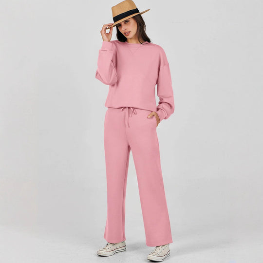 Damski | Komplet Loungewear | Szerokie Nogawki | Luźny Krój | Dwuczęściowy | Komfortowy