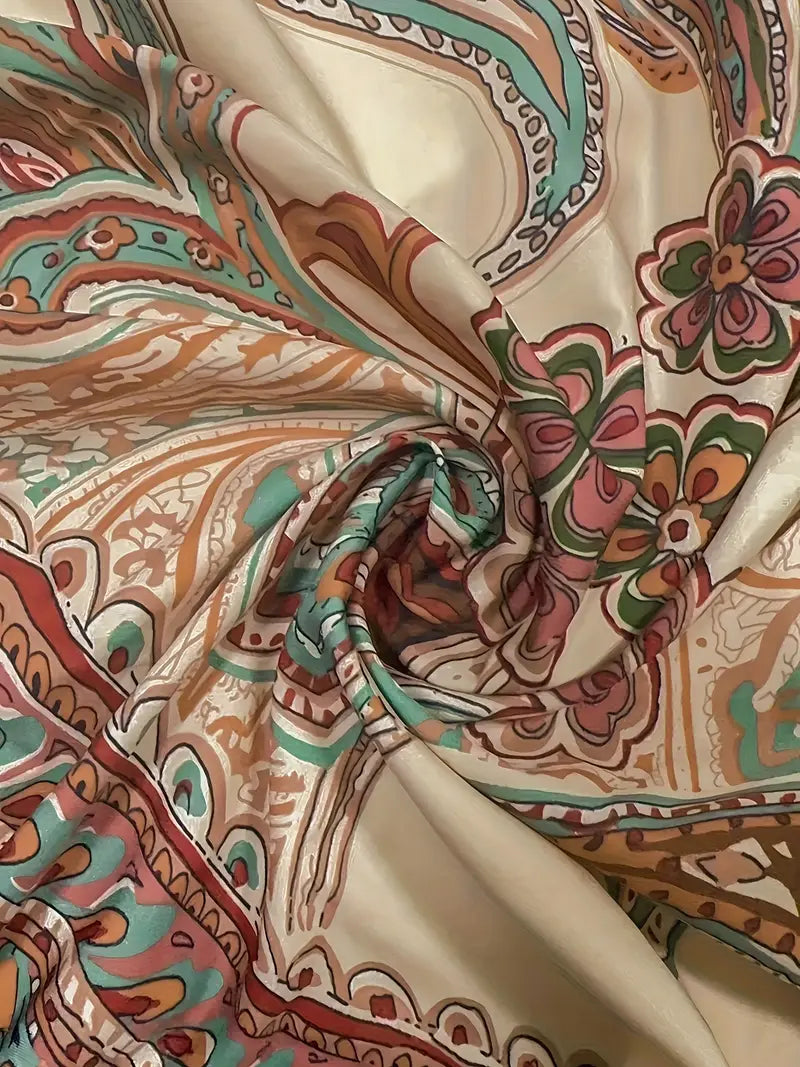 Eleganckie Boho Szerokie Spodnie z Wzorem Paisley dla Kobiet