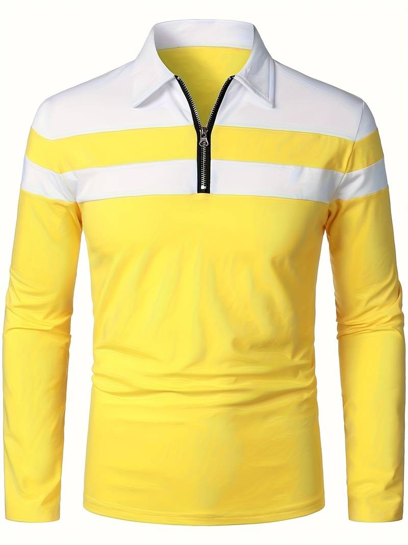 Męskie Polo z Długim Rękawem i Zamkiem | Klasyczny Kołnierzyk Polo | Regular Fit | Casual i Smart Casual