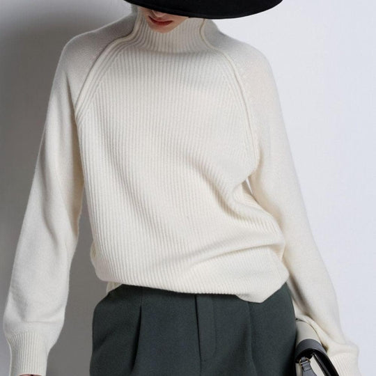 Sweter damski | golf, prążkowana faktura