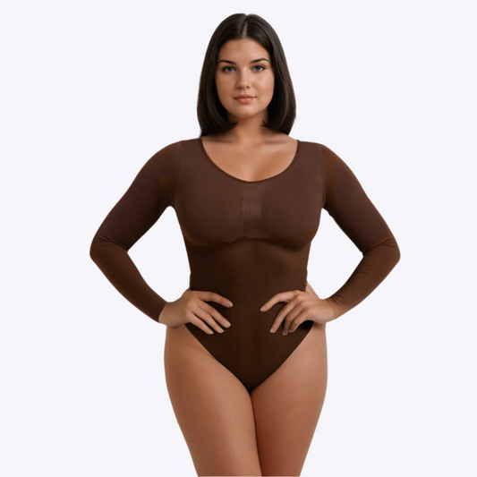 Body modelujące damskie | długi rękaw, zdejmowany krok