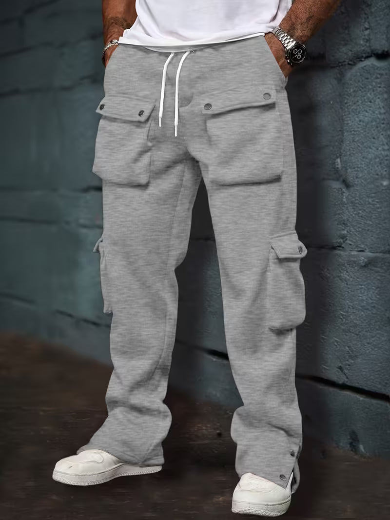 Męskie Spodnie Jogger Cargo z Wieloma Kieszeniami | Elastyczny Pas ze Sznurkiem | Zwężany Krój ze Ściągaczami | Casual Streetwear