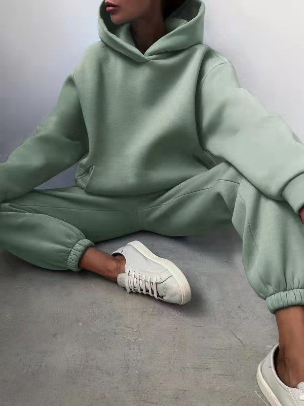 Kobieta | 2-częściowy zestaw dresowy | Bluza oversize z kapturem | Spodnie dresowe szerokie | Styl casual i wygodny