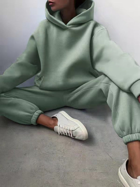 Kobieta | 2-częściowy zestaw dresowy | Bluza oversize z kapturem | Spodnie dresowe szerokie | Styl casual i wygodny