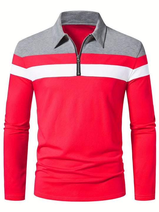 Męskie Polo z Długim Rękawem i Zamkiem | Klasyczny Kołnierzyk Polo | Regular Fit | Casual i Smart Casual
