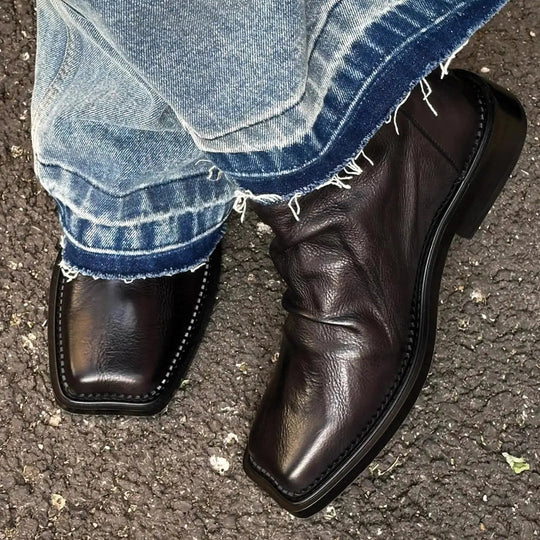 Mężczyzna | Botki | Kwadratowy Nosek | Minimalistyczny Fason | Ponadczasowy Styl