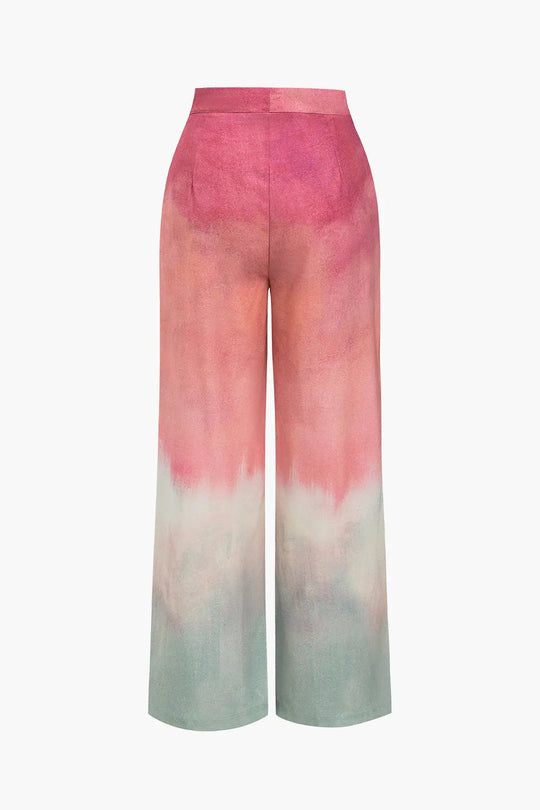 Akacja - Eleganckie Ombre Szerokie Spodnie Damskie