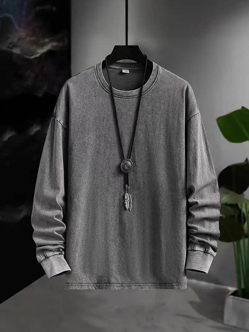 Męska Koszula z Długim Rękawem Vintage Washed | Efekt Prania | Klasyczny Kołnierzyk | Regular Fit | Jesień Wiosna Casual
