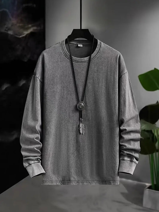 Męska Koszula z Długim Rękawem Vintage Washed | Efekt Prania | Klasyczny Kołnierzyk | Regular Fit | Jesień Wiosna Casual