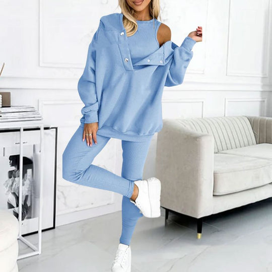 Kobieta | Zestaw Loungewear | Bluza z Kapturem i Legginsy | Miękki i Wygodny Materiał | Casualowy Styl Domowy