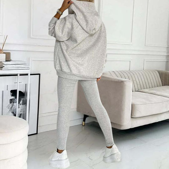 Kobieta | Zestaw Loungewear | Bluza z Kapturem i Legginsy | Miękki i Wygodny Materiał | Casualowy Styl Domowy