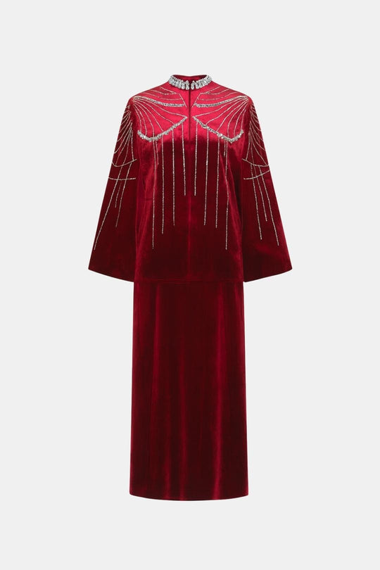 Allie Aksamitny Zestaw ze Spódnicą i Peleryną | Burgund | Elegancki Komplet Maxi