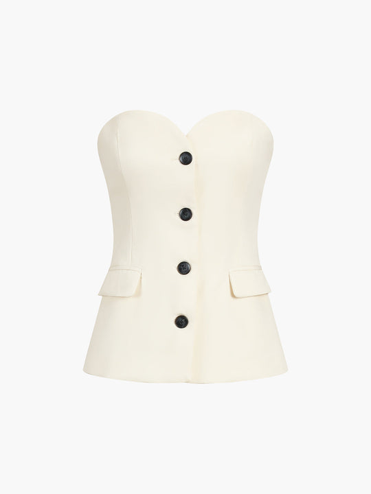 Damski | Komplet 2-częściowy | Strapless Gilet | Spodnie High-Waist | Siya | All-Season