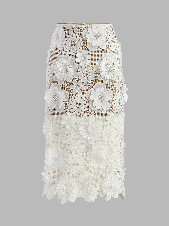 Addilynn | Dwuczęściowy zestaw damski | Koronkowy | One shoulder | Midi spódnica | Elegancki