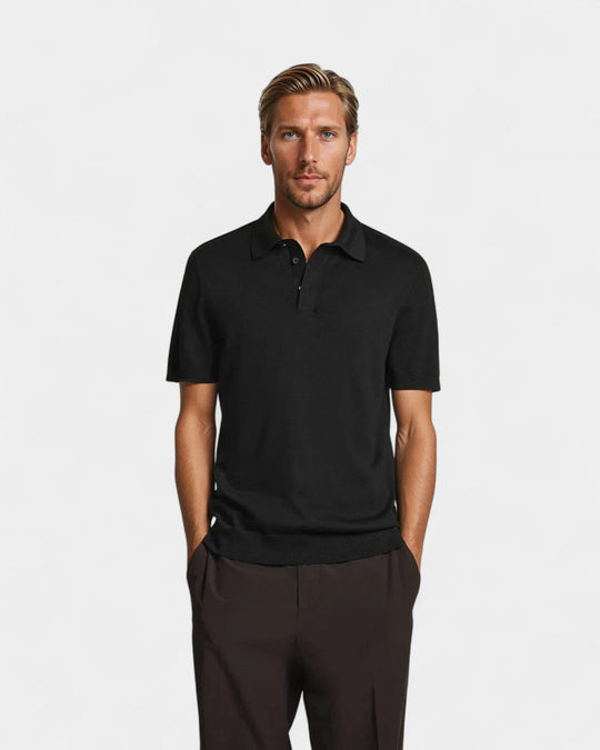 Męskie Polo z Krótkim Rękawem z Dzianiny | Slim Fit | Kołnierzyk z Listwą 3 Guziki | Smart Casual na Co Dzień i do Pracy