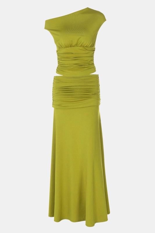 Komplet damski | jednoramienny top, spódnica maxi