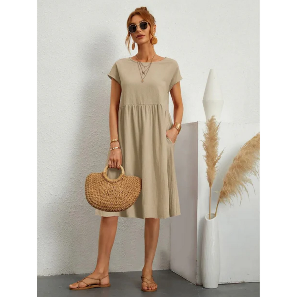 Bella | Elegancka Sukienka Midi Damska | Dopasowany Krój | Ponadczasowy Styl | Na Co Dzień i Wyjątkowe Okazje