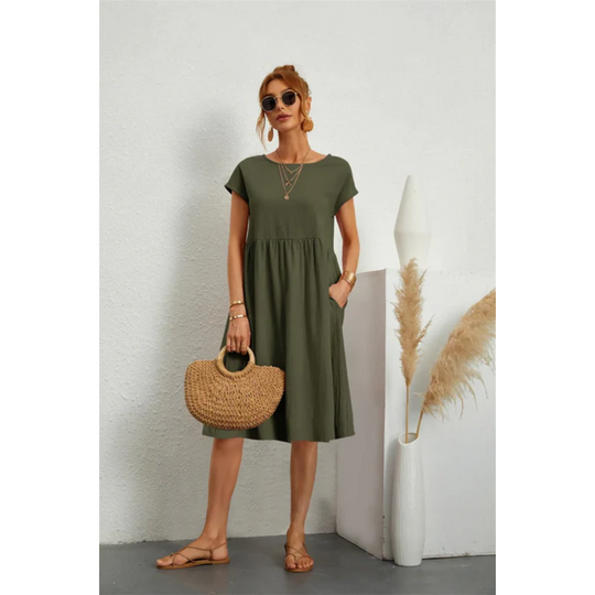 Bella | Elegancka Sukienka Midi Damska | Dopasowany Krój | Ponadczasowy Styl | Na Co Dzień i Wyjątkowe Okazje