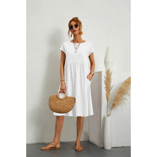 Bella | Elegancka Sukienka Midi Damska | Dopasowany Krój | Ponadczasowy Styl | Na Co Dzień i Wyjątkowe Okazje