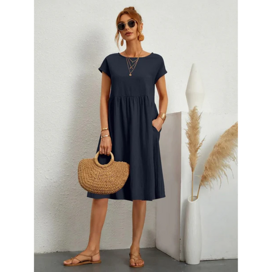 Bella | Elegancka Sukienka Midi Damska | Dopasowany Krój | Ponadczasowy Styl | Na Co Dzień i Wyjątkowe Okazje