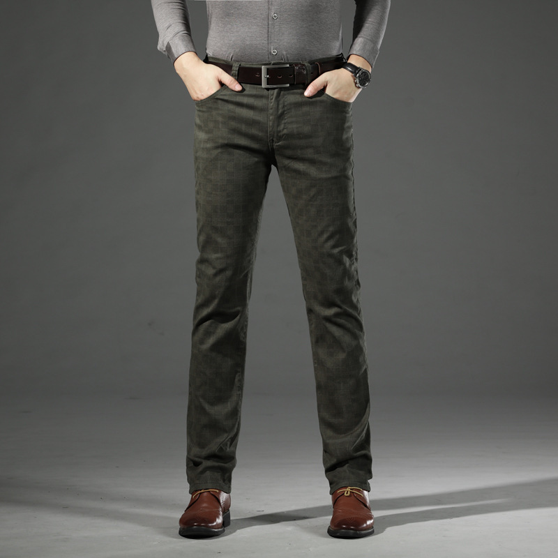 Męskie Spodnie w Kratę Slim Fit | Elegancki Casual na Jesień | Strukturalny Pas | Funkcjonalne Kieszenie