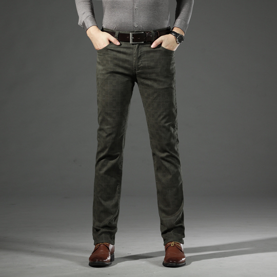Męskie Spodnie w Kratę Slim Fit | Elegancki Casual na Jesień | Strukturalny Pas | Funkcjonalne Kieszenie