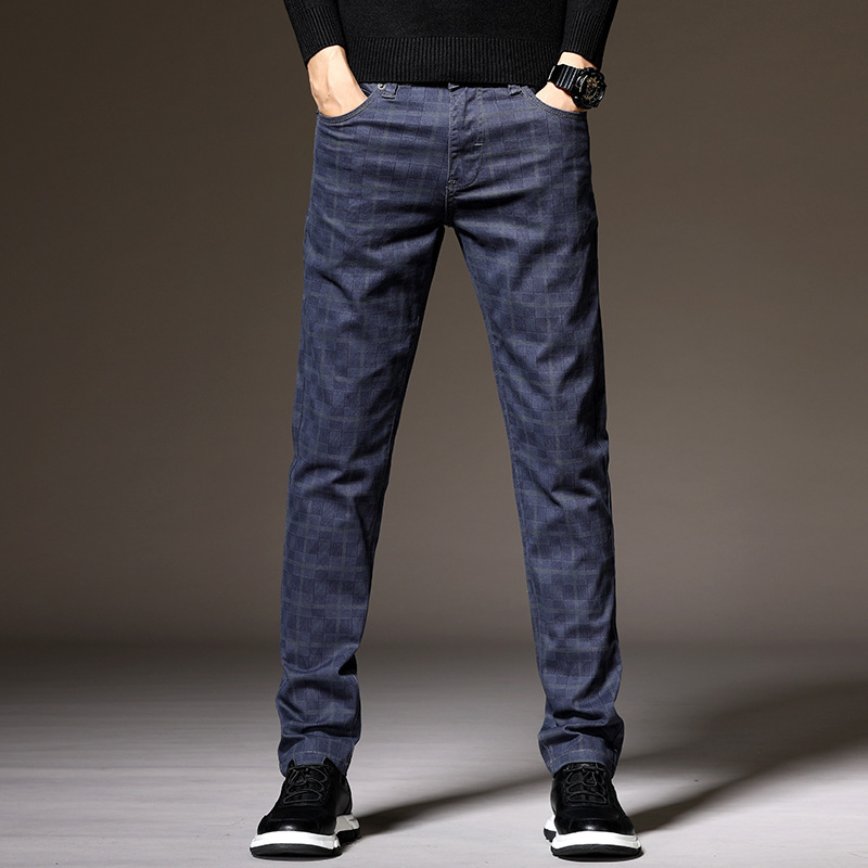 Męskie Spodnie w Kratę Slim Fit | Elegancki Casual na Jesień | Strukturalny Pas | Funkcjonalne Kieszenie