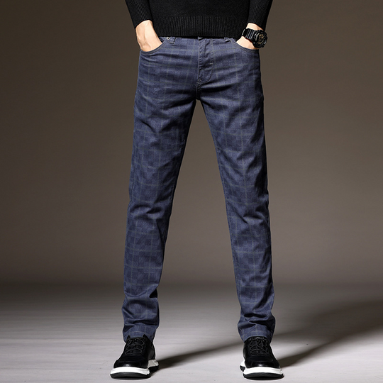 Męskie Spodnie w Kratę Slim Fit | Elegancki Casual na Jesień | Strukturalny Pas | Funkcjonalne Kieszenie