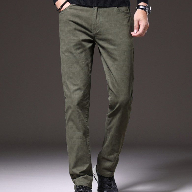Męskie Spodnie w Kratę Slim Fit | Elegancki Casual na Jesień | Strukturalny Pas | Funkcjonalne Kieszenie
