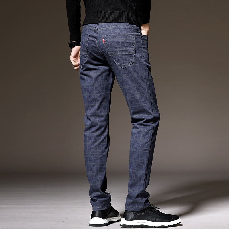 Męskie Spodnie w Kratę Slim Fit | Elegancki Casual na Jesień | Strukturalny Pas | Funkcjonalne Kieszenie