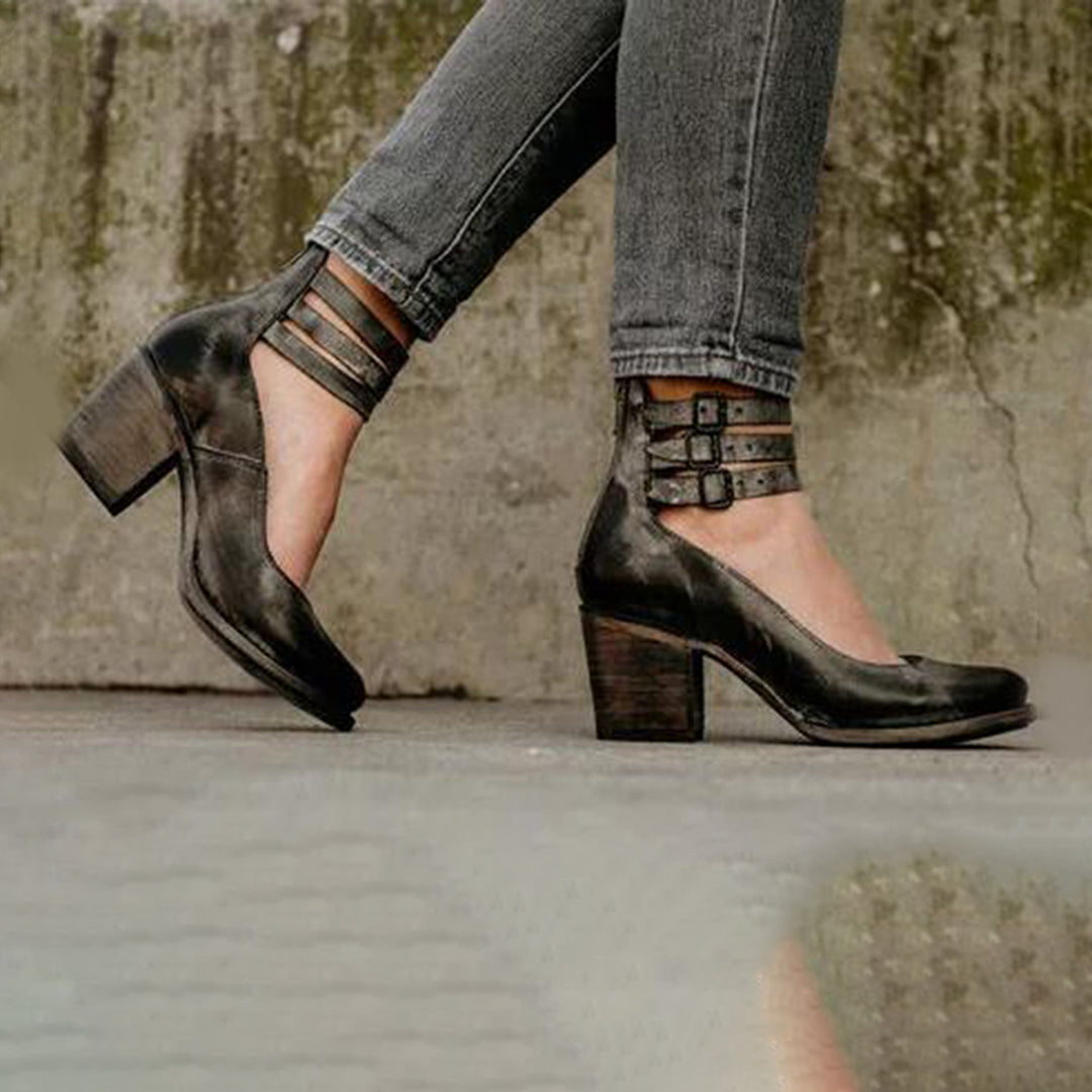 DivaLuxe | Kobiece Vintage Eleganckie Sandały na Wysokim Obcasie - Klasyczne Buty Wieczorowe