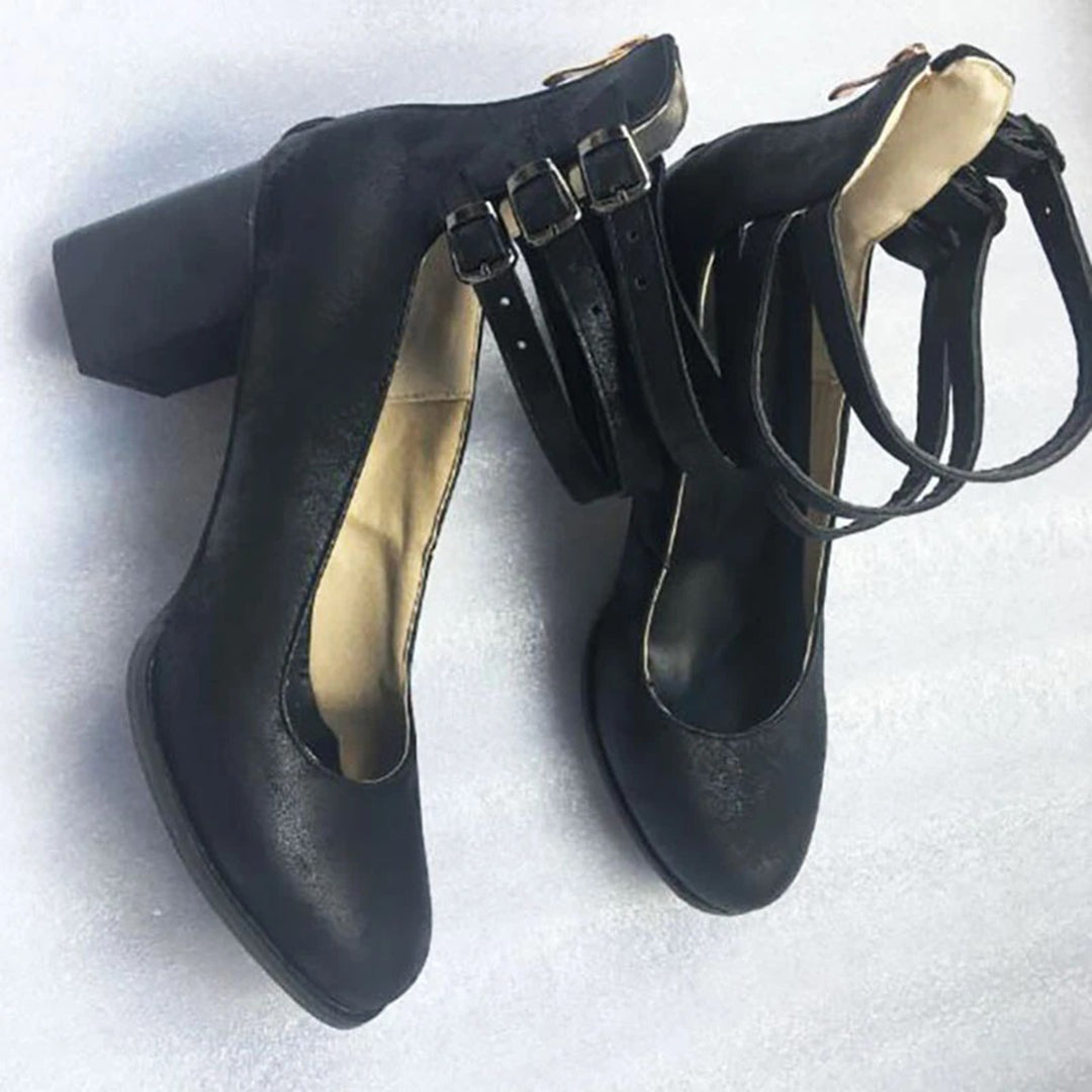 DivaLuxe | Kobiece Vintage Eleganckie Sandały na Wysokim Obcasie - Klasyczne Buty Wieczorowe