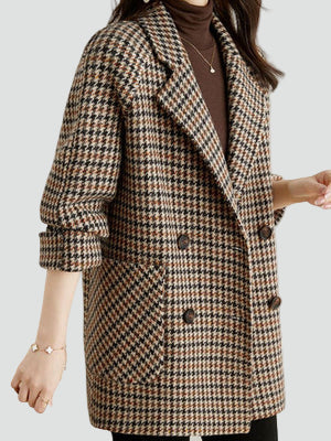 Płaszcz damski | oversize, wzór w kratę